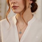 نیم ست زنانه استیل مدل ستاره نگین دار - Image 2