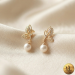 گوشواره پروانه ژوپینگ طرح طلا - Image 3