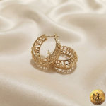 گوشواره مشبک طرح طلا ژوپینگ - Image 3