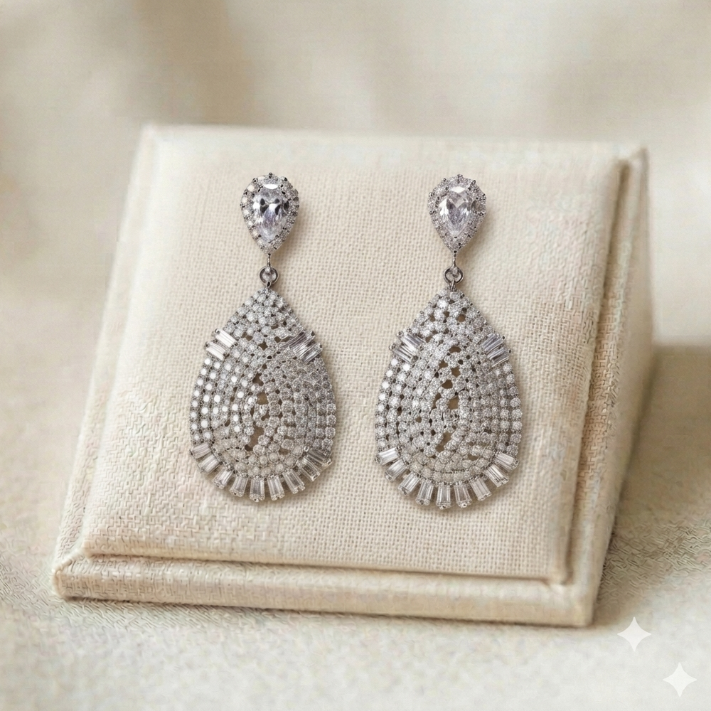 58.2 گوشواره جواهری نگین دار - Image 1